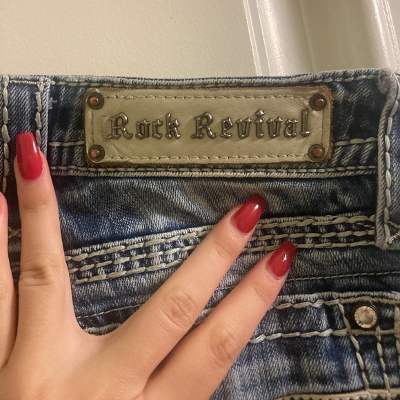 Rock Revival y2k Venus BOOTCUT Light Wash Jeans with Embellished Pockets Size 27 - Picture 6 of 10